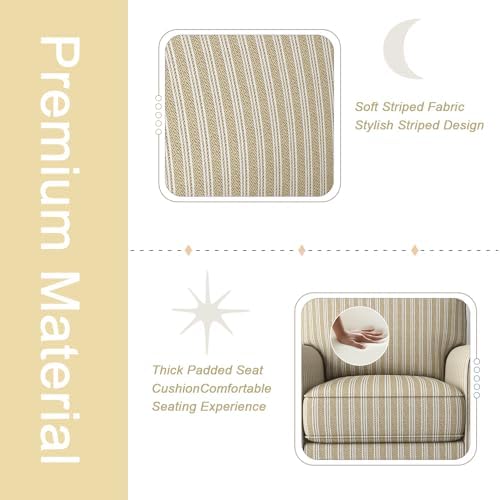 INZOY Swivel Accent Chair Linen Mid Century Modern Chair, Comfy Swivel Barrel - Image 5
