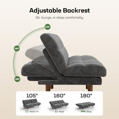 Marsail 70" Convertible Futon Sofa Bed, Small Recliner Sleeper Sofa - Image 3