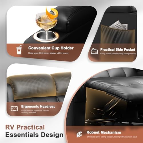 Reclining Loveseat Sofa, RV Loveseats Recliner Sofas Wall Hugger, Double - Image 6