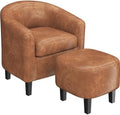 Yaheetech Accent Chairs with Ottoman, Faux Leather Barrel Chairs by Yaheetech