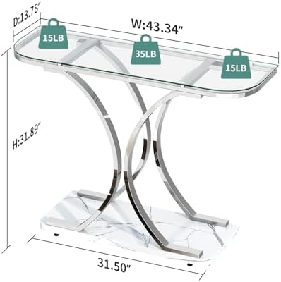O&K FURNITURE Silver Glass Console Tables - Image 2