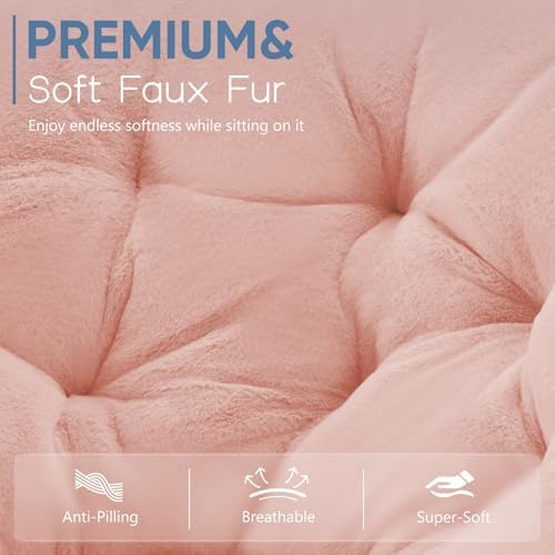 DUMOS Faux Fur Saucer Chair for Adults, Living Room Folding Lounge Chair - Image 4