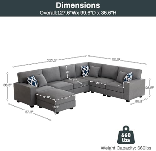 Legend Vansen Oversized Modular Sectional Sofa, U/L‑Shaped Reversible Couch - Image 3