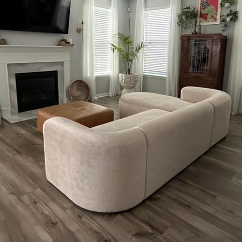 Acanva Mellow Modern Tight Curved Back Velvet Sofa, Left Chaise - Image 6