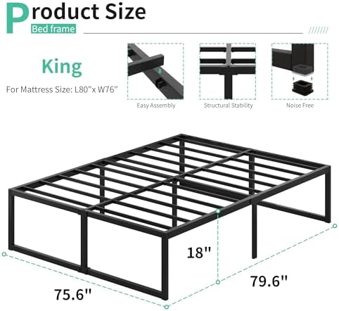 Lutown-Teen 18 Inch King Bed Frame - Image 2