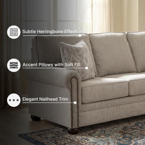 Signature Design by Ashley Queen Sleeper Sofa Couch Bed, Dune Beige - Image 5