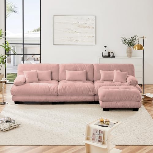 Modular Sectional Sofa for Living Room, Oversized 3 Seater Pink Sectional - Image 3