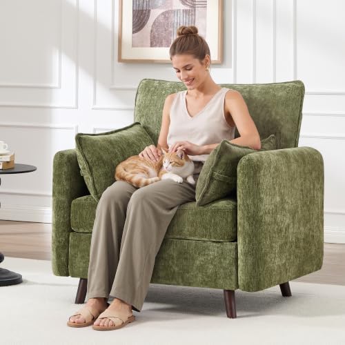 Oversized Accent Chair with Storage, Chenille Comfy Living Room Chairs with 2 by HOMYKA