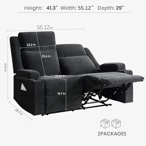 55" RV Loveseat Recliner – Space-Saving Double Reclining RV Sofa, Compact - Image 2