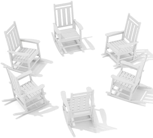 KINGYES Oversized Outdoor Rocking Chair Set of 6, HDPE Patio Rockers by KINGYES