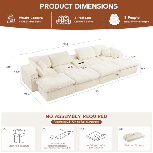167.5" Oversized Boneless Sleeper Couch - Image 2
