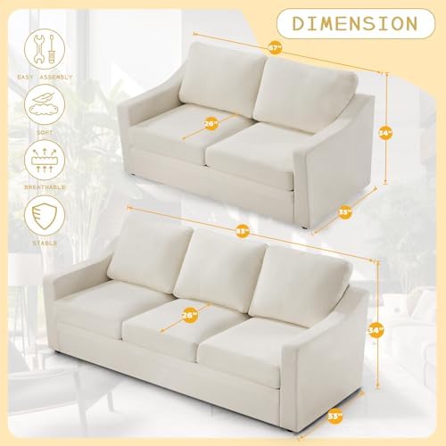 2 Pieces Chenille Sofa Set w/Soft Back Cushion - Image 2