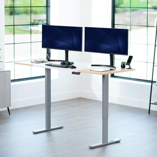VIVO White/Light Wood 71 x 30 in Standing Desk, DESK-KIT-1G7WC - Image 2