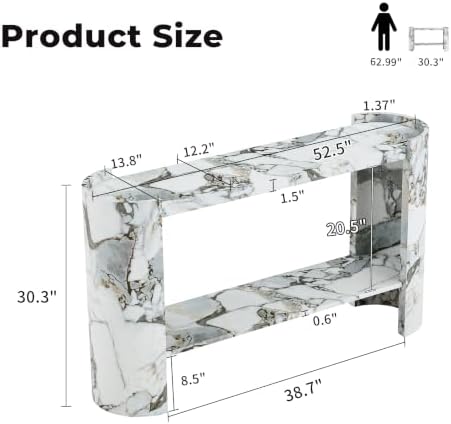 52.5" Faux Marble Sofa Table - Image 2