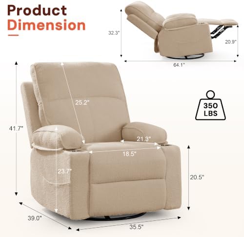 Korser 360° Swivel Rocker Recliner Chair, Nursery Glider Rocking Chair - Image 2