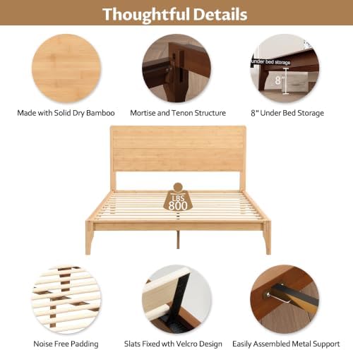 Merax Queen Size Bamboo Platform Bed Frame - Image 5