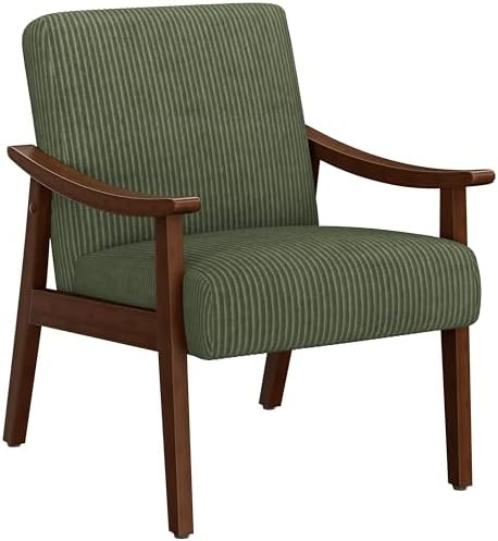Yaheetech Accent Chairs, Mid-Century Corduroy Fabric Armchairs, Dark Green by Yaheetech