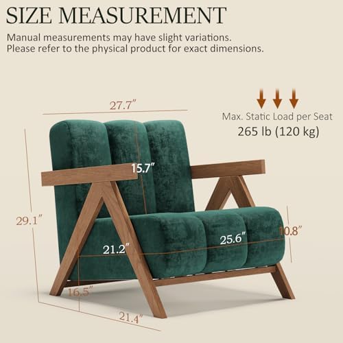 Modern Accent Chair Set of 2 for Living Room Bedroom, Comfy Chenille Reading - Image 2