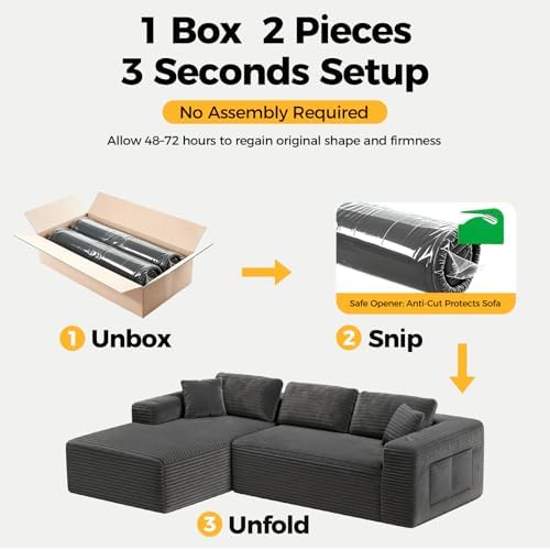 CAMMOO 108" L-Shaped Boneless Sectional Sofa, Cloud Couch in One Box - Image 3
