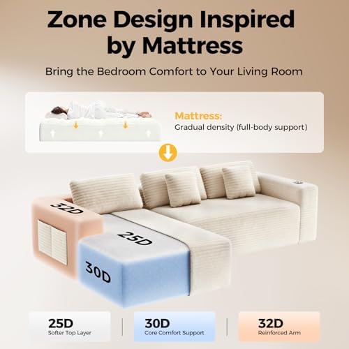 CAMMOO 108" L-Shaped Boneless Sectional Sofa, Cloud Couch in One Box - Image 5