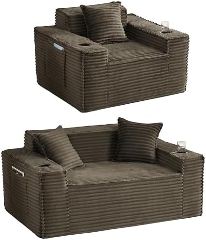 2 Piece Set Comfy Boneless Sofa Couch by Easilive