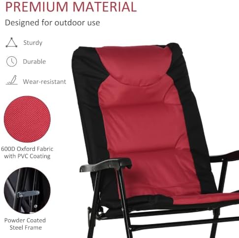 Outsunny Set of 4 Oversized Folding Rocking Camping Chair - Image 6