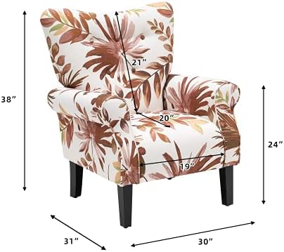 YOLENY Mid Century Wingback Arm Chair, Modern Upholstered Fabric High Back - Image 3