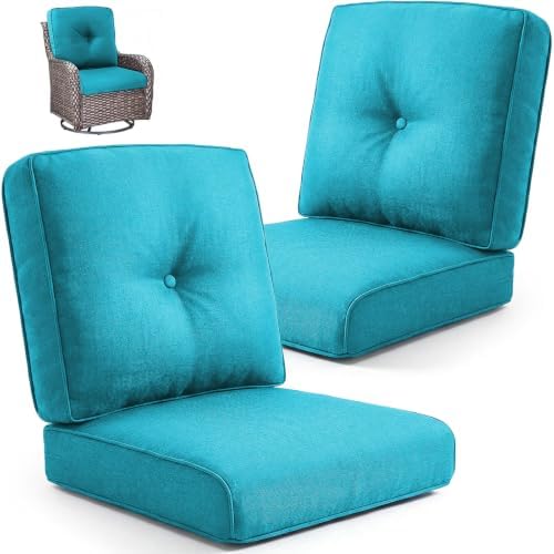 Outdoor Wicker Chair Replacement Cushions Set of 2, 22 x25 Inch Chairs Loveseat by WhereEaseMeetsGrace