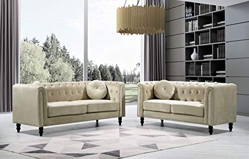 Container Furniture Direct Zenvor Velvet Chesterfield Sofa - Image 3