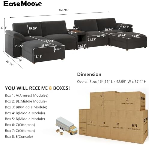 EASE MOOSE Oversized U Shape Sectional Modular Sofa, Large Deep Seat Couch - Image 2