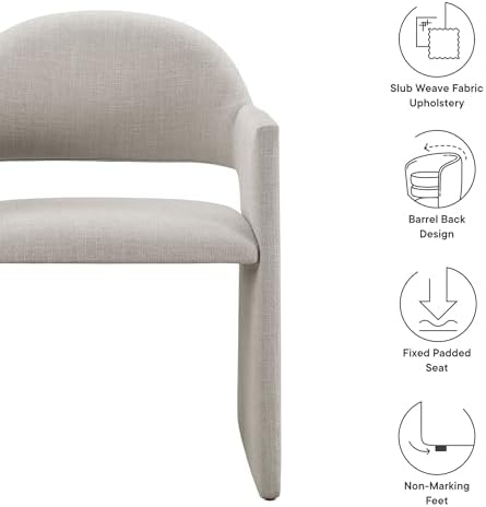 Modway Talia Upholstered Fabric Dining Armchair in Linen - Image 4