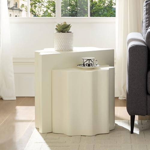 JUSTONE Set of 2 Round Coffee Tables, Modern Minimalist Accent End Tables - Image 4