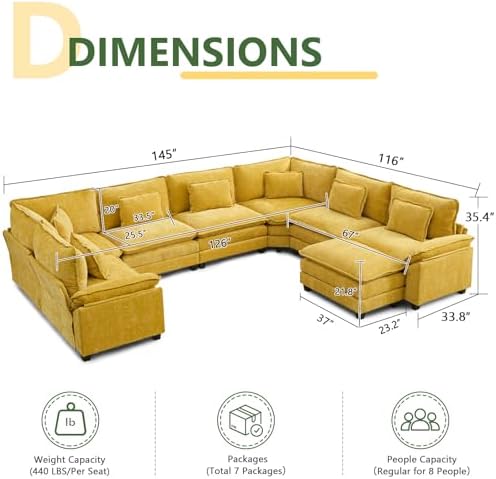 Oversized Modular Sectional Sofa Set, Convertible Deep Seat Cloud Couch - Image 2