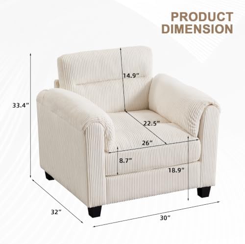 HAOMARKETS Corduroy Sofa Set, Upholstered Armchair - Image 2