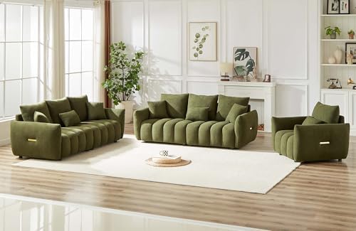 Antetek 78" Modern Sofa Couch, Comfy Deep Seat Teddy Fabric Cloud Sofa - Image 3