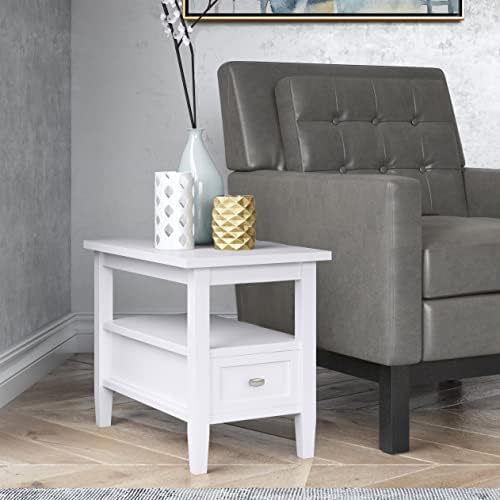 SIMPLIHOME Warm Shaker 14" Wide Solid Wood Square End Table in White - Image 2