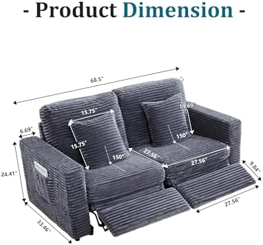 Power Reclining Sectional Sofa, Electric Loveseat Recliner - Image 2