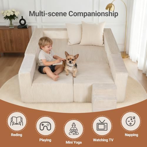 Claiks 128" Modular U Shaped Couch, Deep Seat Sofa - Image 5