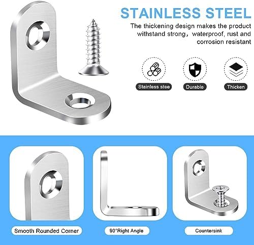 FATLODA 40PCS L Bracket Corner Brace, Stainless Steel Corner Bracket - Image 3