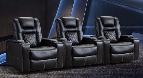 CANMOV Electric Power Recliner Chair Set of 3, Breathable Leather Home Theater by CANMOV