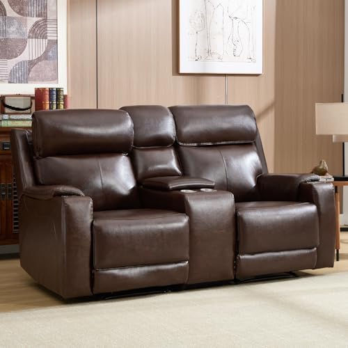 CANMOV Genuine Leather Power Recliner Loveseat by CANMOV