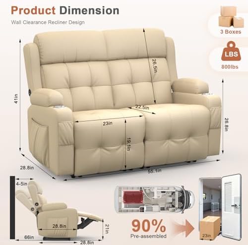RV Loveseat Recliner Sofa, Wall Hugger Reclining RV Couch - Image 2