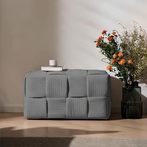 Cmishe 28" Rectangular Woven Corduroy Ottoman Footrest - Image 5