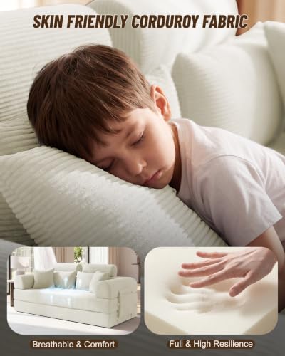 79" Convertible Sofa Bed, High Backrest Boneless Couches - Image 5