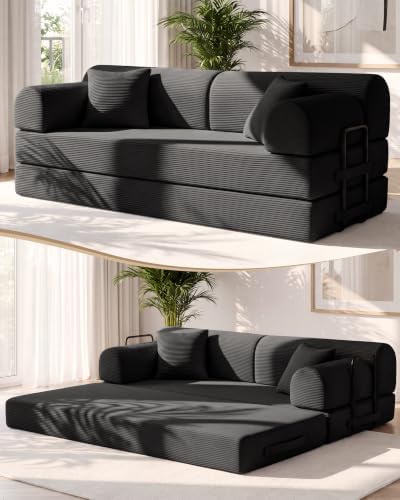 78.8" Convertible Sofa Bed, High Back Boneless Couch by NNQComfyHome