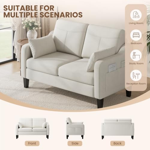 51'' Small Sofa Sets, 2-Seater Linen Fabric Couch - Image 6