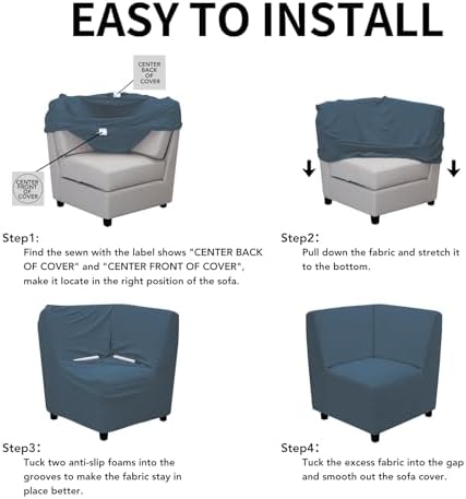 Easy-Going Stretch Soft Sectional Corner Sofa Couch Slipcover Bluestone - Image 6