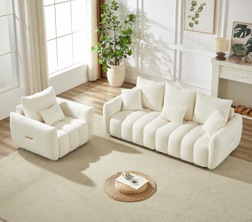Antetek Set of 3 Teddy Fabric Sofa - Image 4