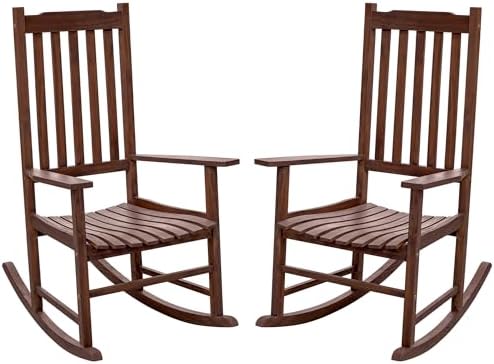 Flamaker Acacia Wood Outdoor Rocking Chairs Set of 2 by Flamaker