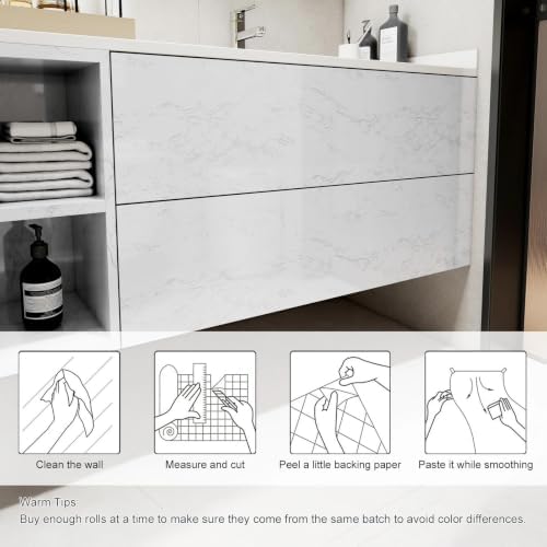 Glossy White Marble Contact Paper - Image 3